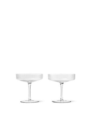 ferm LIVING Ripple Champagne Saucers – Set of 2 – Clear