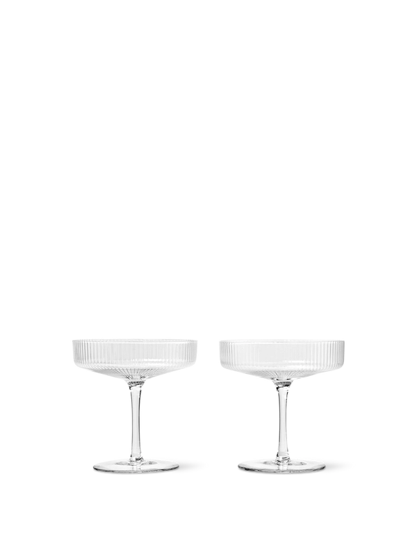 ferm LIVING Ripple Champagne Saucers – Set of 2 – Clear