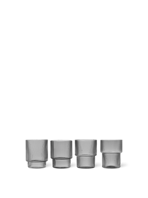 ferm LIVING Ripple Glasses – Set of 4 – Smoked Grey