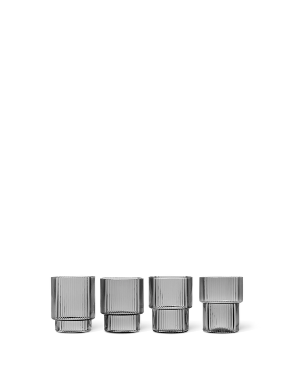 ferm LIVING Ripple Glasses – Set of 4 – Smoked Grey