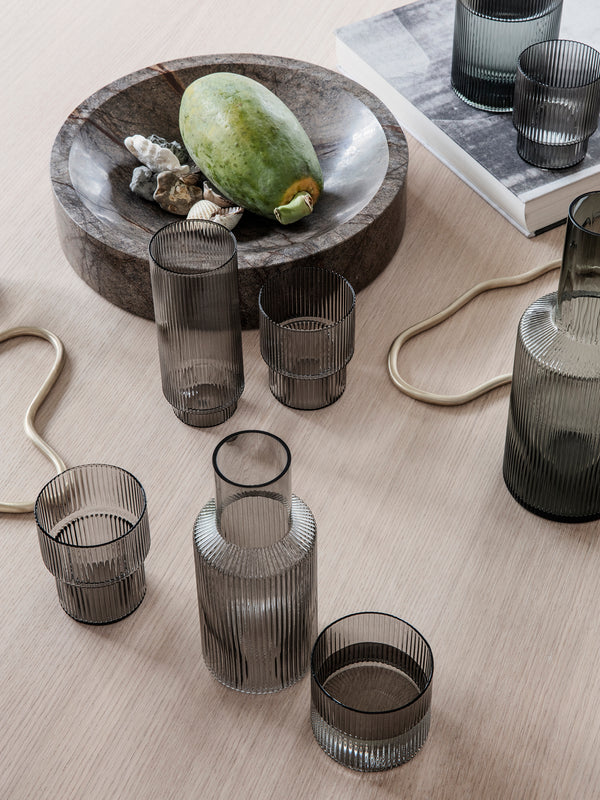 ferm LIVING Ripple Glasses – Set of 4 – Smoked Grey