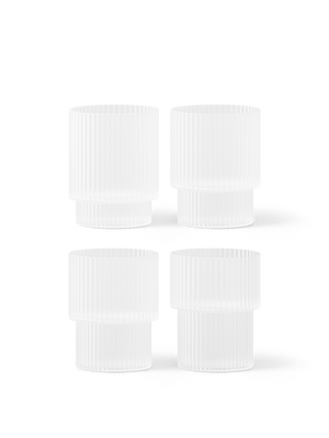 ferm LIVING Ripple Glasses – Set of 4 – Frosted