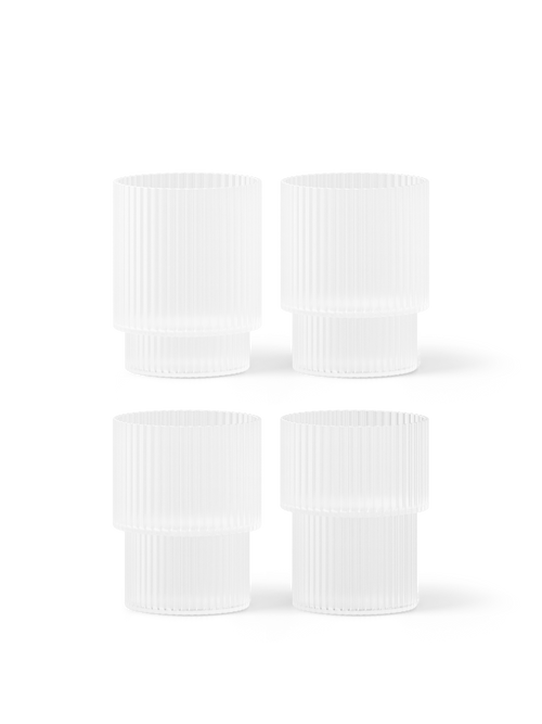 ferm LIVING Ripple Glasses – Set of 4 – Frosted