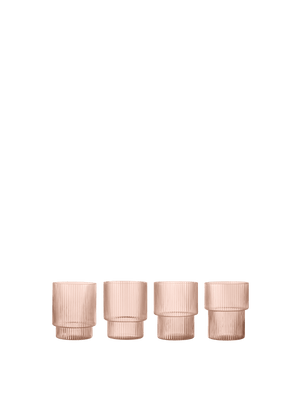 ferm LIVING Ripple Glasses – Set of 4 – Blush