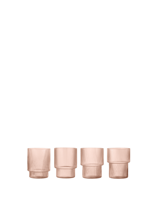 ferm LIVING Ripple Glasses – Set of 4 – Blush