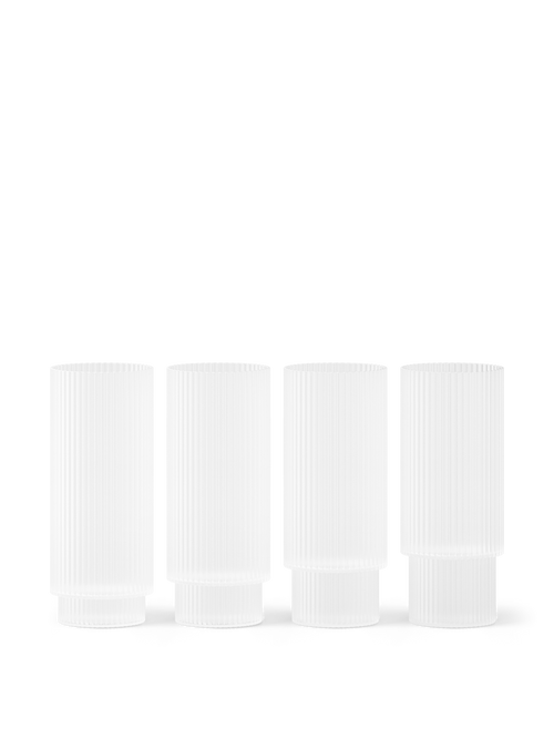 ferm LIVING Ripple Long Drink Glasses – Set of 4 – Frosted