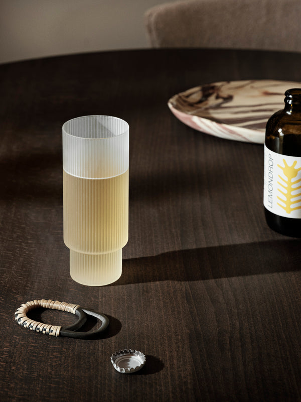 ferm LIVING Ripple Long Drink Glasses – Set of 4 – Frosted