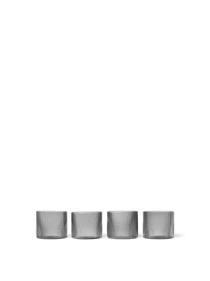 ferm LIVING Ripple Low Glasses – Set of 4 – Smoked Grey