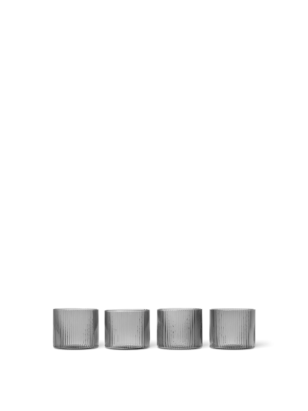 ferm LIVING Ripple Low Glasses – Set of 4 – Smoked Grey