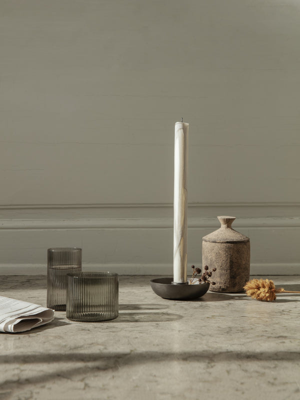 ferm LIVING Ripple Low Glasses – Set of 4 – Smoked Grey