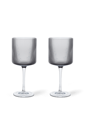 ferm LIVING Ripple Red Wine Glasses – Set of 2 – Smoked Grey