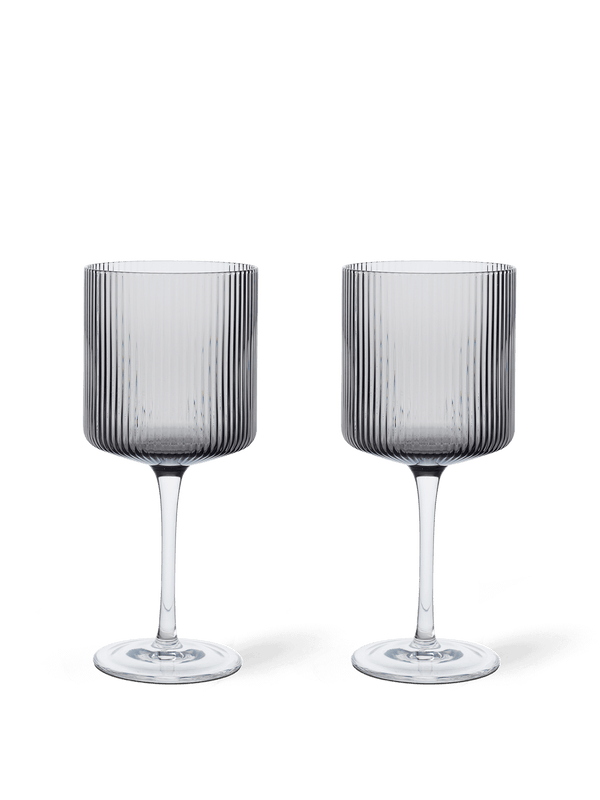 ferm LIVING Ripple Red Wine Glasses – Set of 2 – Smoked Grey