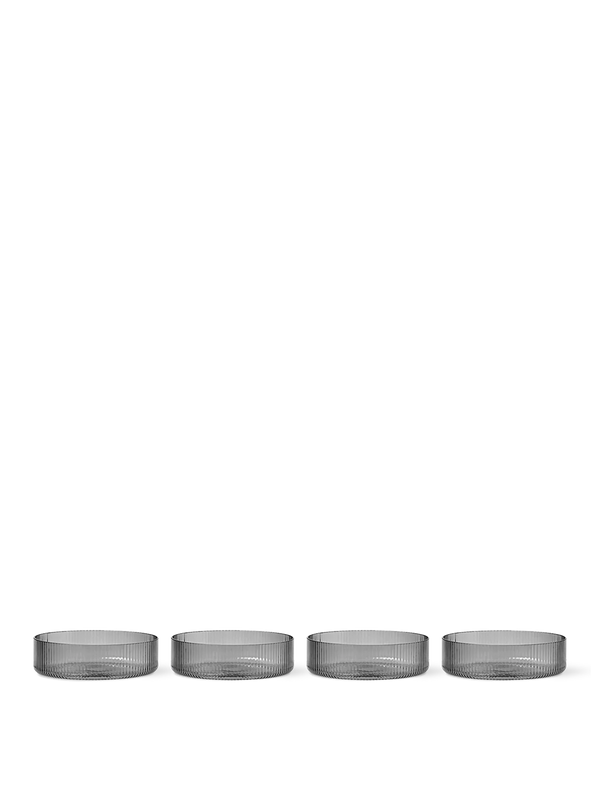 ferm LIVING Ripple Serving Bowls – Set of 4 – Smoked Grey