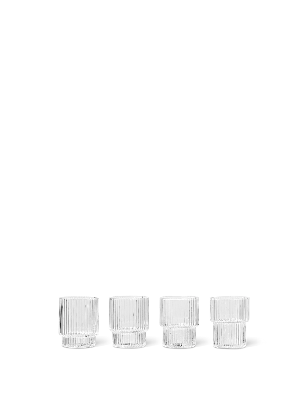 ferm LIVING Ripple Small Glasses – Set of 4 – Clear