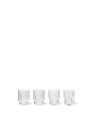 ferm LIVING Ripple Small Glasses – Set of 4 – Clear