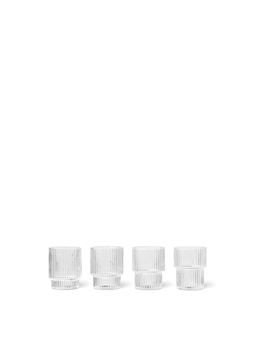 ferm LIVING Ripple Small Glasses – Set of 4 – Clear