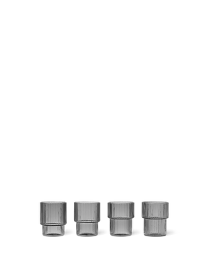 ferm LIVING Ripple Small Glasses – Set of 4 – Smoked Grey