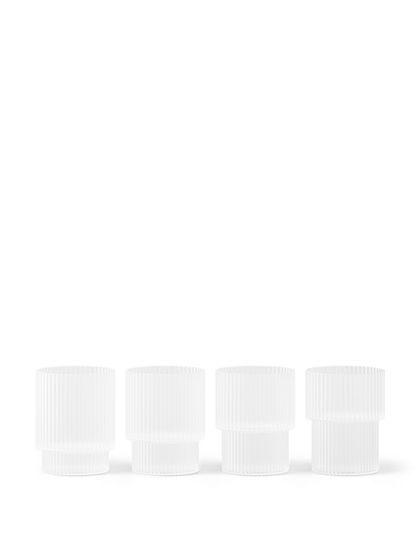 ferm LIVING Ripple Small Glasses – Set of 4 – Frosted
