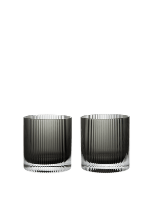 ferm LIVING Ripple Tumbler Glasses – Set of 2 – Smoked Grey