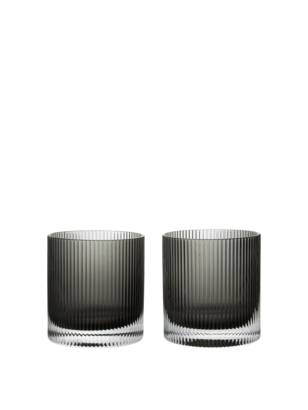 ferm LIVING Ripple Tumbler Glasses – Set of 2 – Smoked Grey