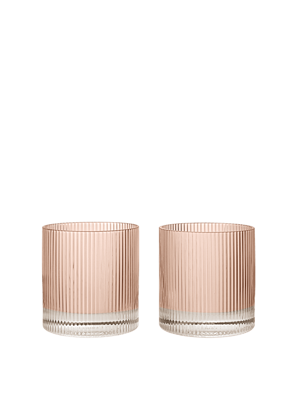 ferm LIVING Ripple Tumbler Glasses – Set of 2 – Blush
