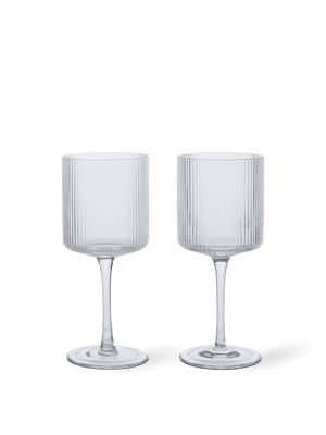 ferm LIVING Ripple White Wine Glasses – Set of 2 – Clear