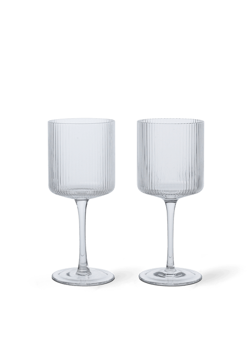 ferm LIVING Ripple White Wine Glasses – Set of 2 – Clear