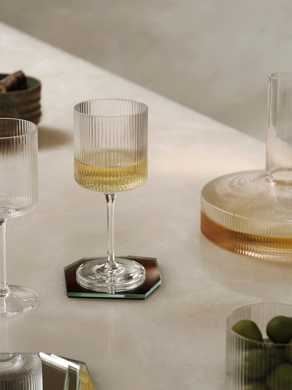 ferm LIVING Ripple White Wine Glasses – Set of 2 – Clear