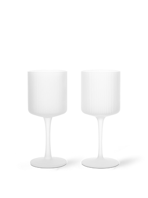 ferm LIVING Ripple White Wine Glasses – Set of 2 – Frosted