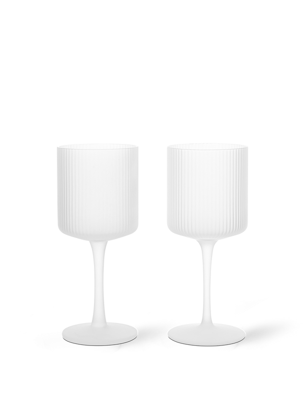 ferm LIVING Ripple White Wine Glasses – Set of 2 – Frosted