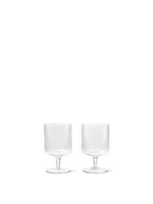 ferm LIVING Ripple Wine Glasses – Set of 2 – Clear