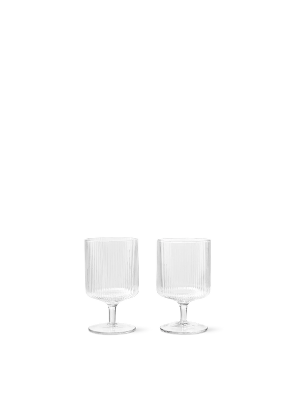 ferm LIVING Ripple Wine Glasses – Set of 2 – Clear