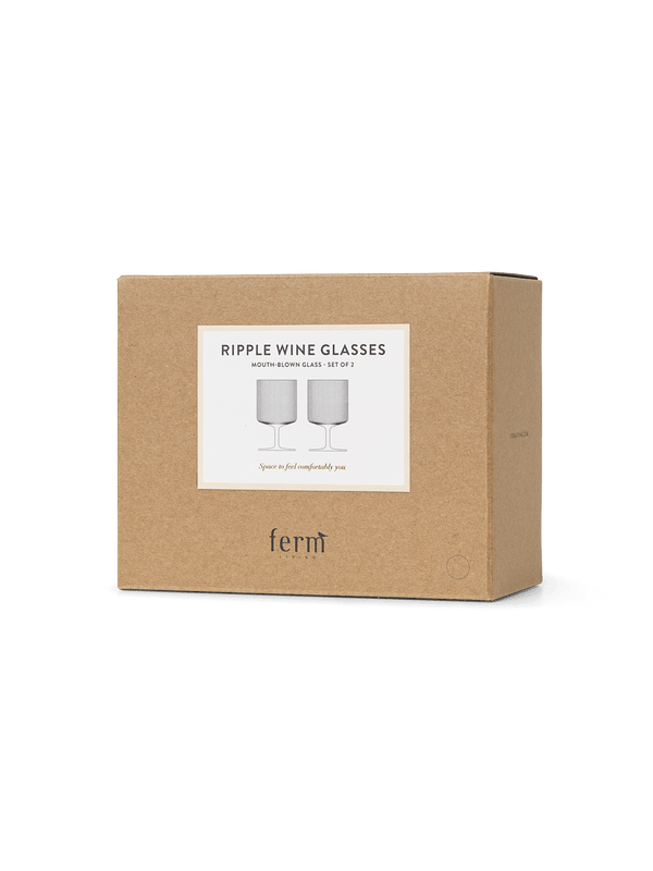 ferm LIVING Ripple Wine Glasses – Set of 2 – Clear