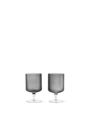 ferm LIVING Ripple Wine Glasses – Set of 2 – Smoked Grey