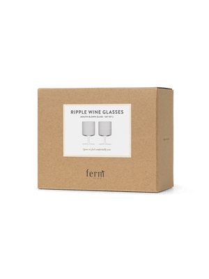 ferm LIVING Ripple Wine Glasses – Set of 2 – Smoked Grey