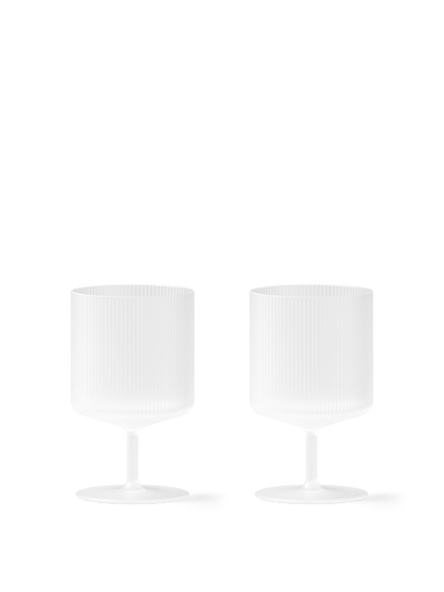 ferm LIVING Ripple Wine Glasses – Set of 2 – Frosted