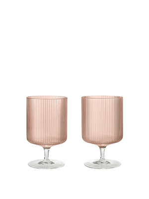 ferm LIVING Ripple Wine Glasses – Set of 2 – Blush
