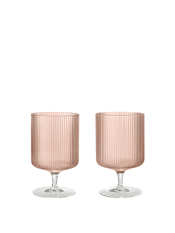 ferm LIVING Ripple Wine Glasses – Set of 2 – Blush