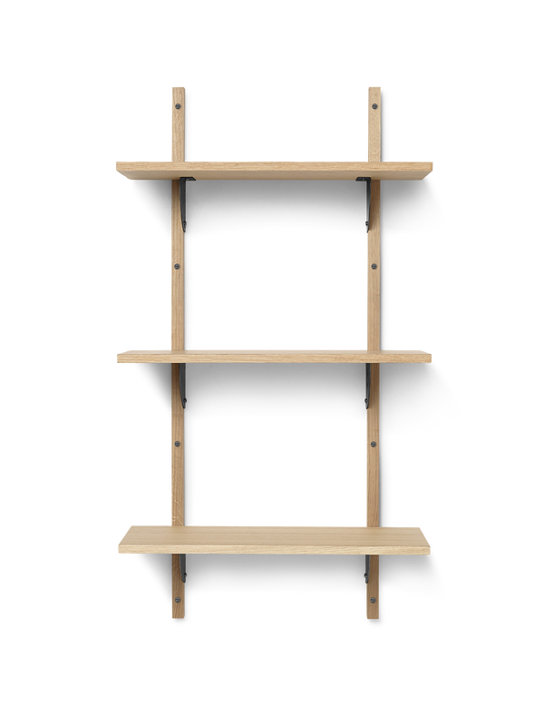 ferm LIVING Sector Shelf Triple / Narrow – Oak / Black Brass