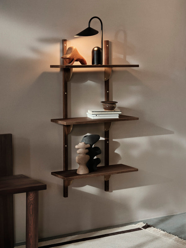 ferm LIVING Sector Shelf Triple / Narrow – Smoked Oak / Brass