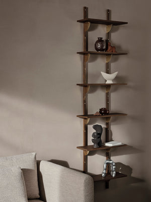 ferm LIVING Sector Shelf Triple / Narrow – Smoked Oak / Brass