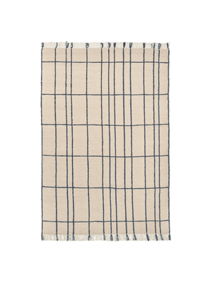 ferm LIVING Sen Rug 170 x 240 cm – Parchment / Indigo Blue