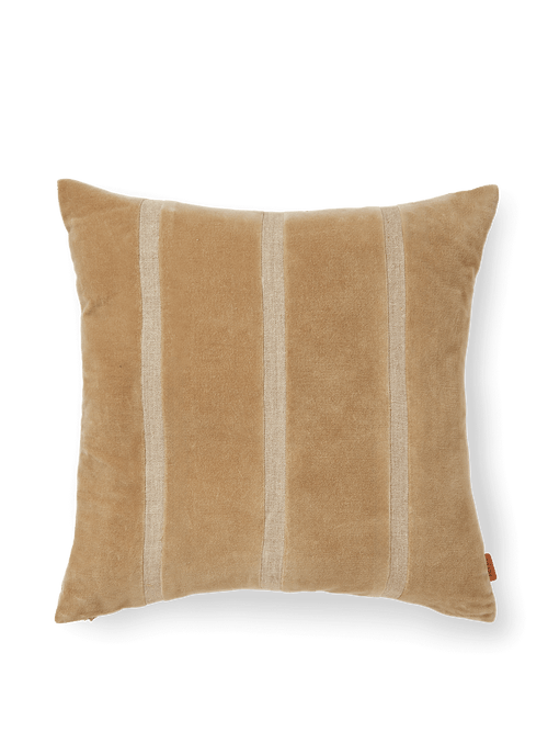 ferm LIVING Senti Stripe Cushion – Dark Sand / Linen