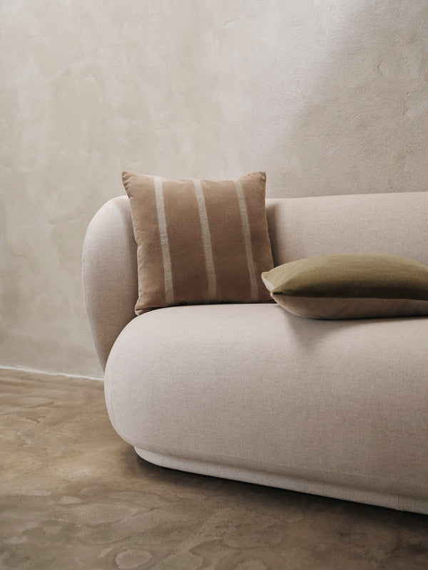 ferm LIVING Senti Stripe Cushion – Dark Sand / Linen