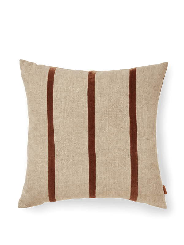 ferm LIVING Senti Stripe Cushion – Linen / Carob Brown