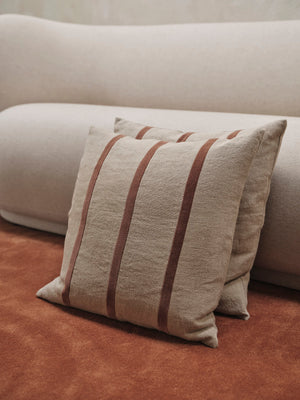 ferm LIVING Senti Stripe Cushion – Linen / Carob Brown