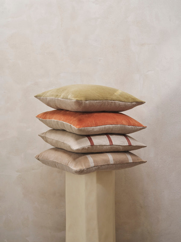 ferm LIVING Senti Stripe Cushion – Linen / Carob Brown