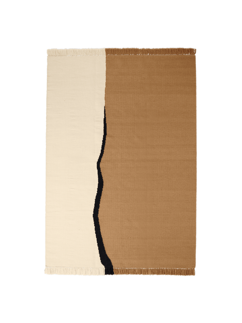 ferm LIVING Soil Kelim Rug 170 x 240 cm – Dark Sand / Off-white