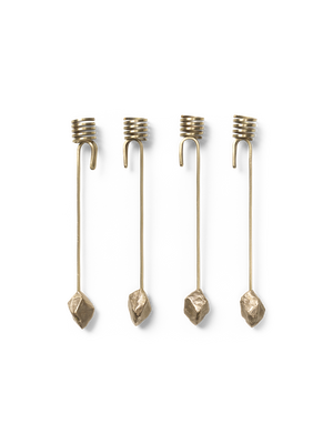 ferm LIVING Stone Christmas Tree Candle Holders – Set of 4 – Brass