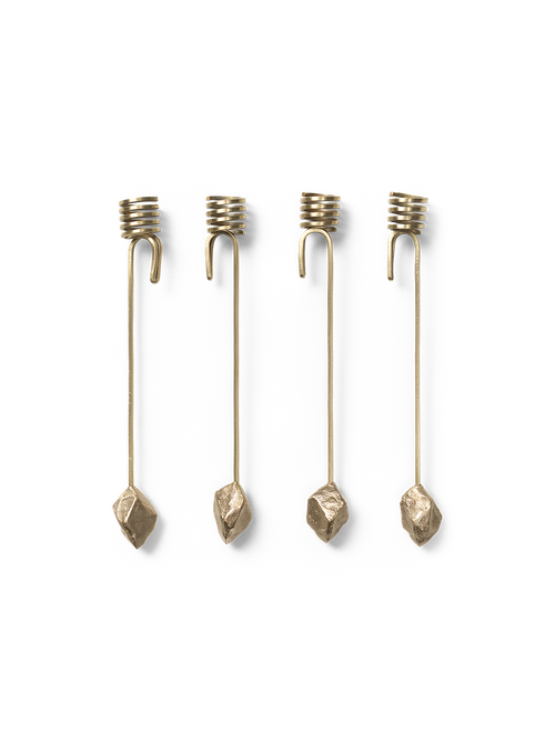 ferm LIVING Stone Christmas Tree Candle Holders – Set of 4 – Brass
